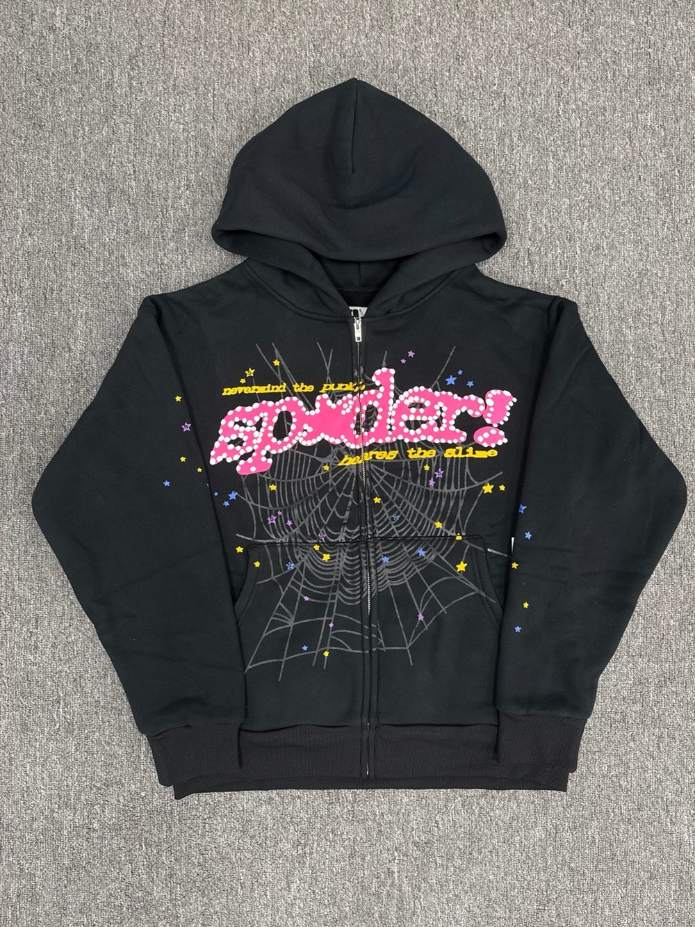 Sp5der punk v2 zip up black medium